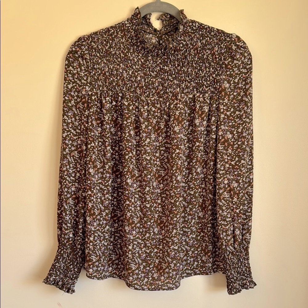 SHEIN Women’s Floral Ruffled Long Sleeve Blouse Size S